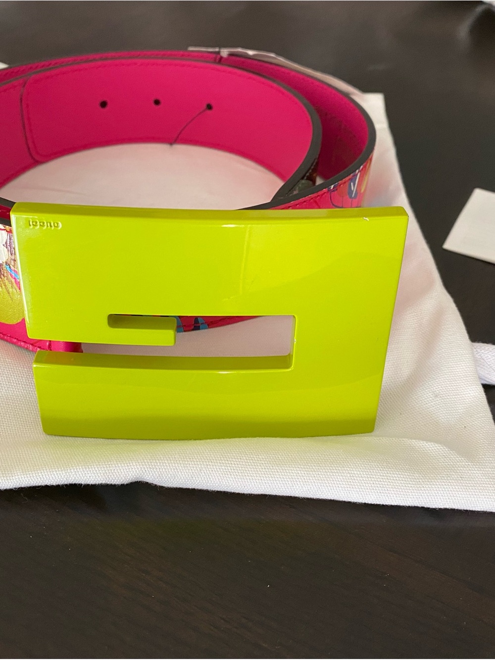 Gucci Calfskin Floral Heron G Cube Memorable Buckle Pink Green Multicolor